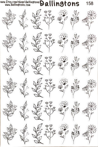 (#158) Black & White Wildflowers