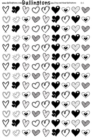 (B-5) Black & White Hearts