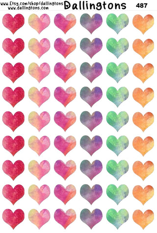 (#487) Watercolor Hearts