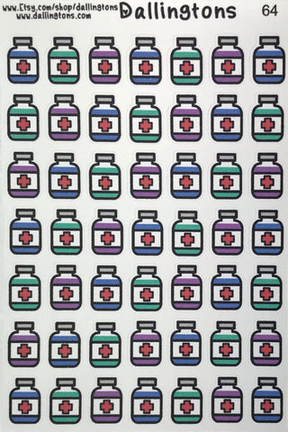 (#64) Colorful Pill Bottles