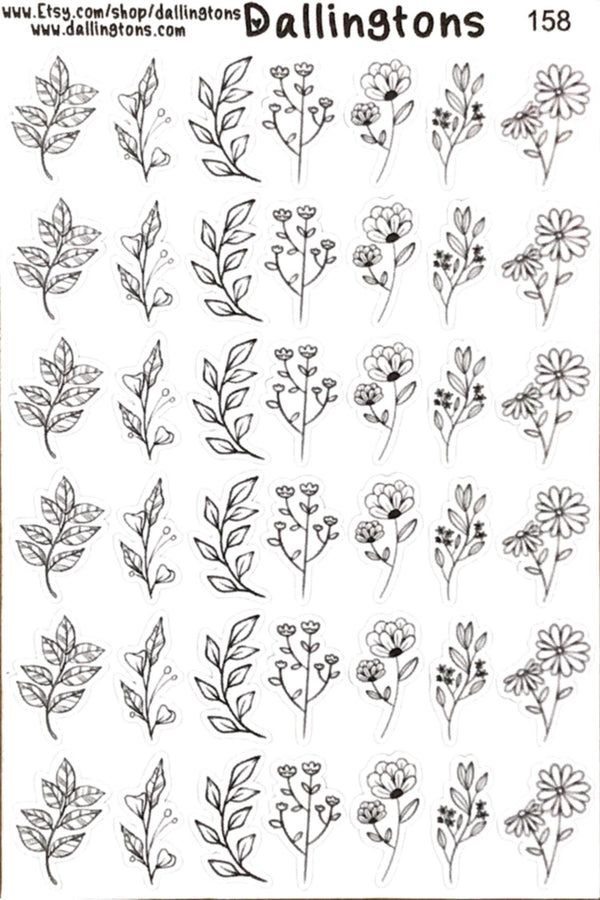 (#158) Black & White Wildflowers