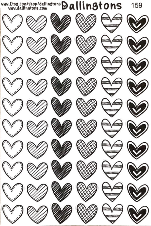 (#159) Black & White Hearts