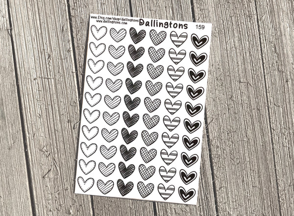 (#159) Black & White Hearts