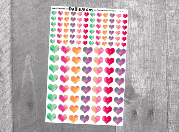 (B-10) Watercolor Hearts