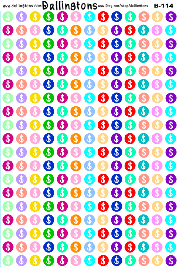 (B-114) Colorful Dollar Icons