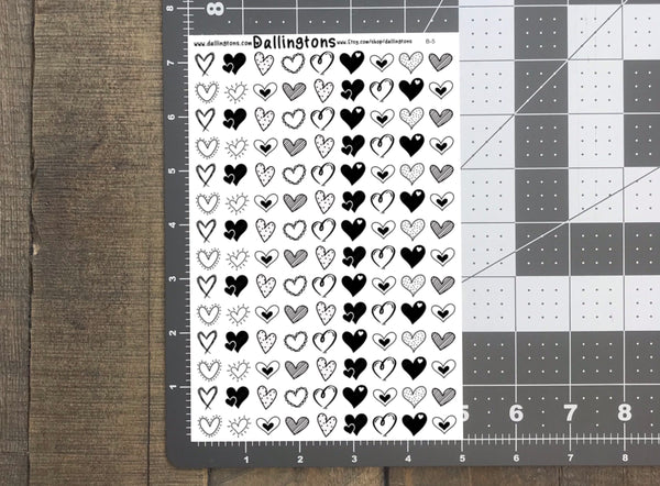 (B-5) Black & White Hearts