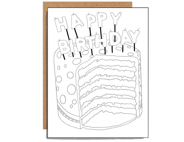 Birthday Cake Coloring Card